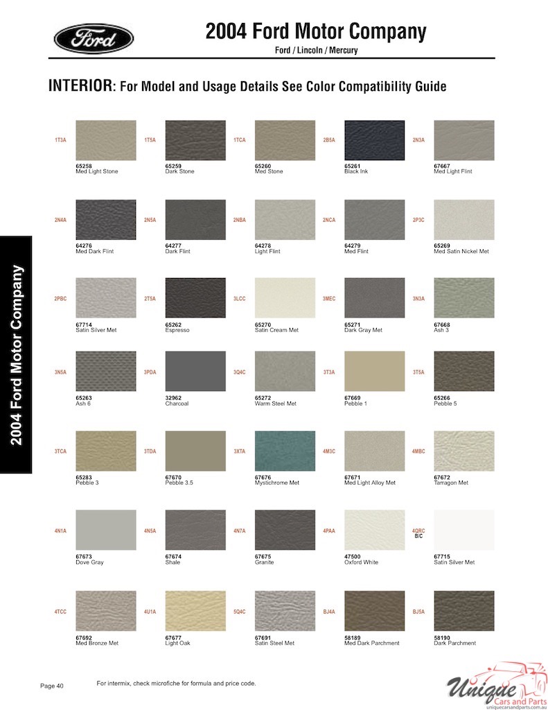 2004 Ford Paint Charts Sherwin-Williams 10